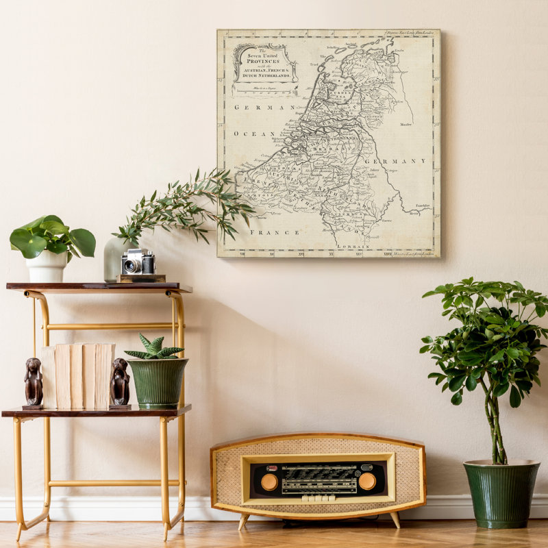 « map of the néerlandaise »-impression sur toile tendue, H 16 po x l 16 po x P 1 po