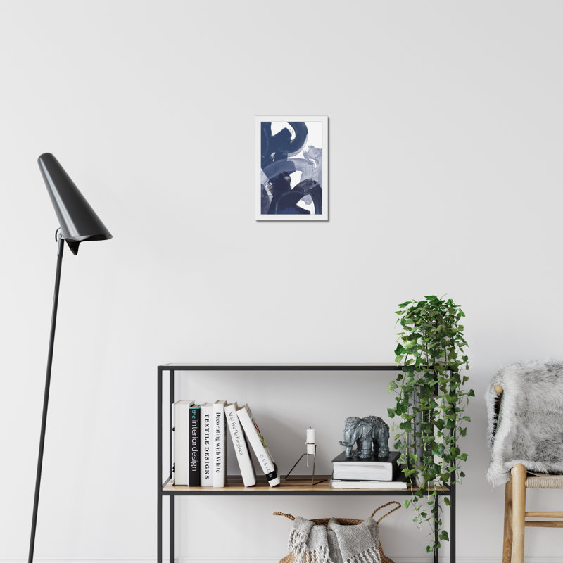Blue On Blue I by June Erica Vess - Painting, 50cm H x 34cm W, White Framed Paper Print