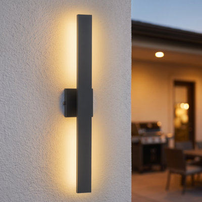 32 in. Black LED Wall Sconce, Up Down Dusk to Dawn Light