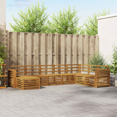 310 cm W Solid Wood Patio Corner Sofa Set
