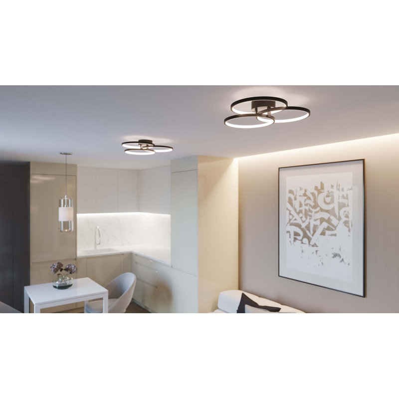 Mooty LED Flush Mount, 3.5" H x 15.75" W x 15.75" D, Black