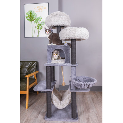 Catry 63" Cat Tree with Hammocks and Toys