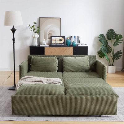 3-in-1 Adjustable Sleeper Sofa Bed with Pullout Bed and Side Pockets for Comfort and Convenience