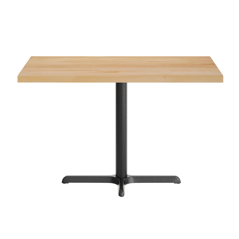 Plateau de table rectangulaire en bois massif avec base en X, H 29,5 po x L 48 po x l 30 po, Bois naturel, Noir
