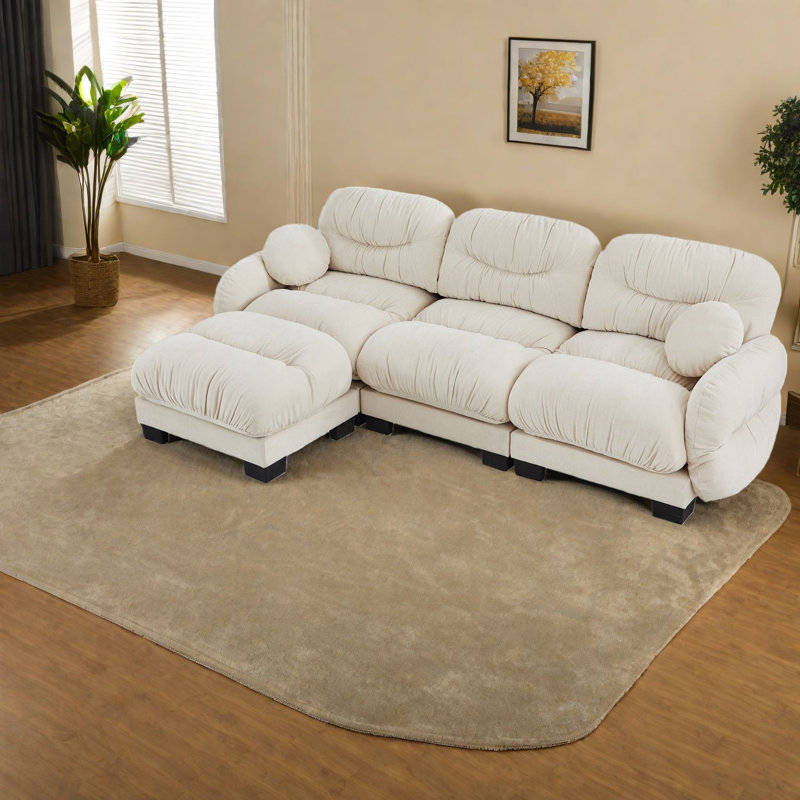 Compression Cozy Chenille Sectionals, Modern L Shape Ottoman For Home