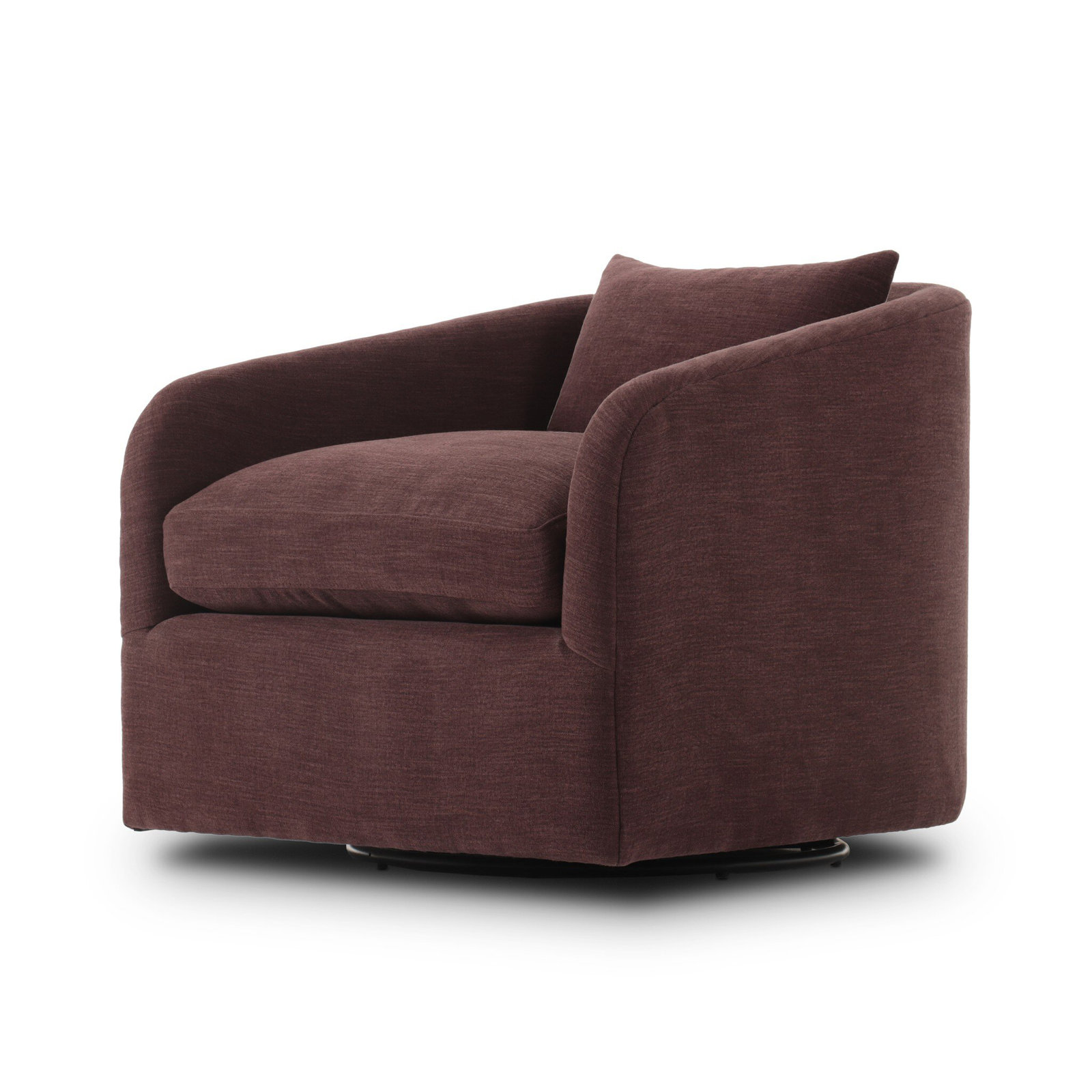 Redmond 31.5" W Suede Swivel Armchair, Laughlin Plum Polyester Blend