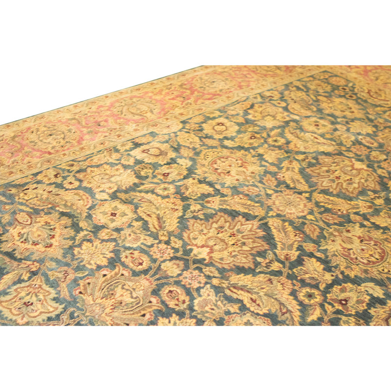 Tapis bleu et rouge noué à la main de haute qualité