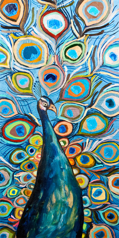 « peacock-océan blue », reproduction sur toile tendue