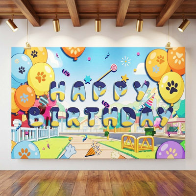 Bluey Backdrop for Birthday Party, 70.8x43.3'' Bluey Birthday Backdrop Birthday Party Decorations Set