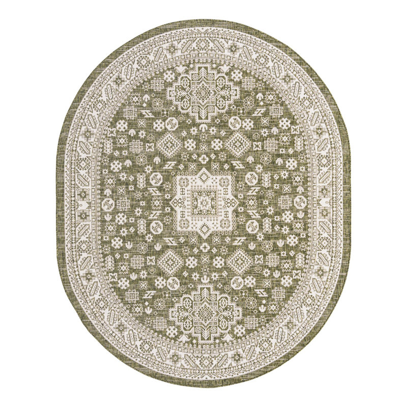 Tapis intérieur / extérieur brun Anarsja Southwestern, Ovale 7 pi 10 po x 10 pi