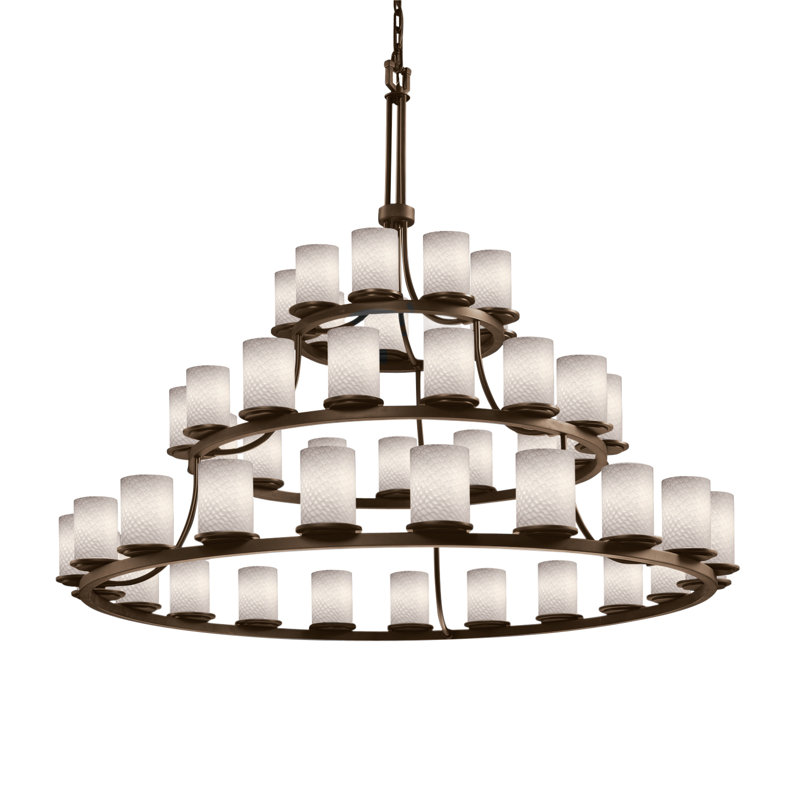 Lustre de fusion 45 lumières fusion Dakota, Tissage, Bronze foncé