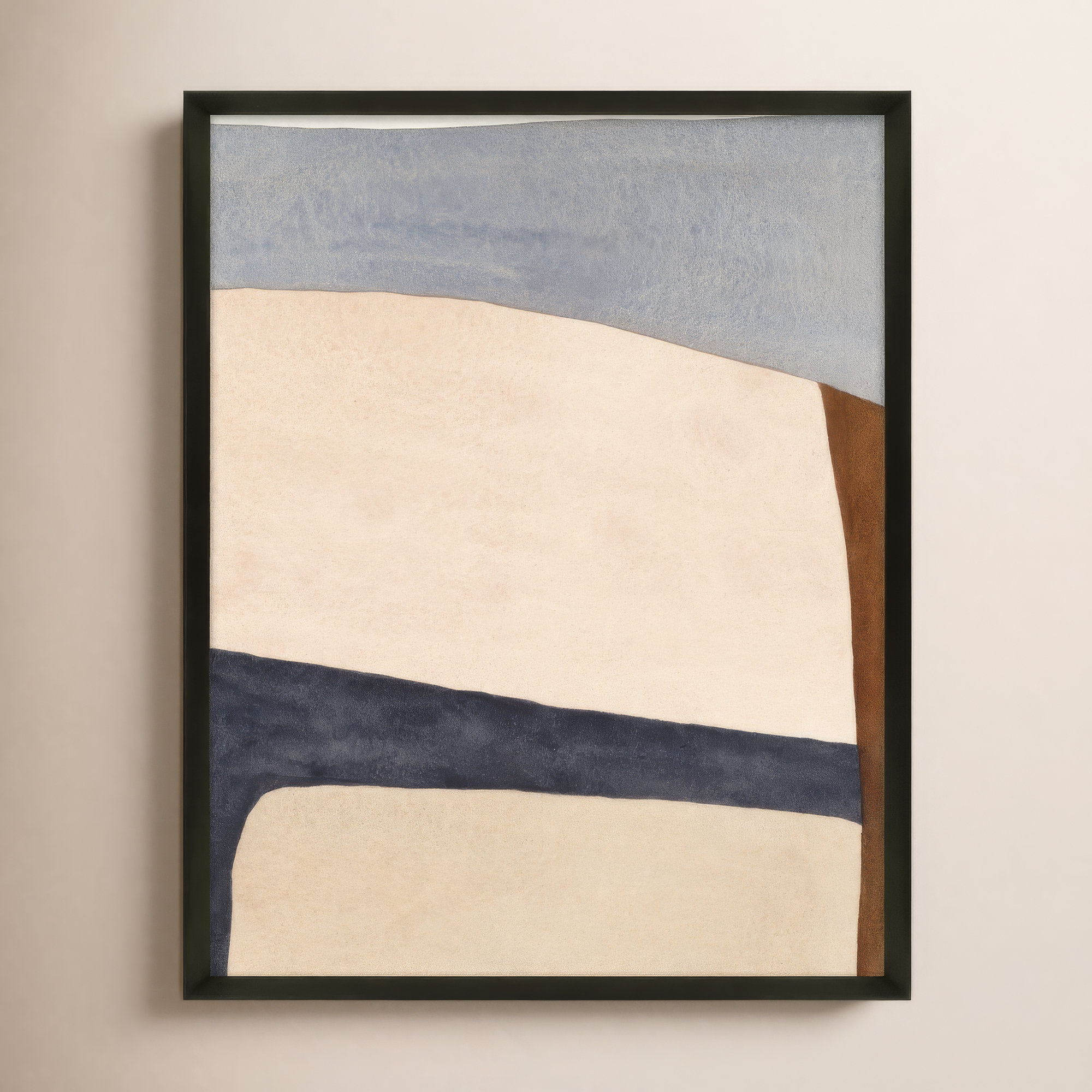 Divided By Blue 1 by Julia Balfour, 38" H x 30" W x 1.25" D, Black, White Framed