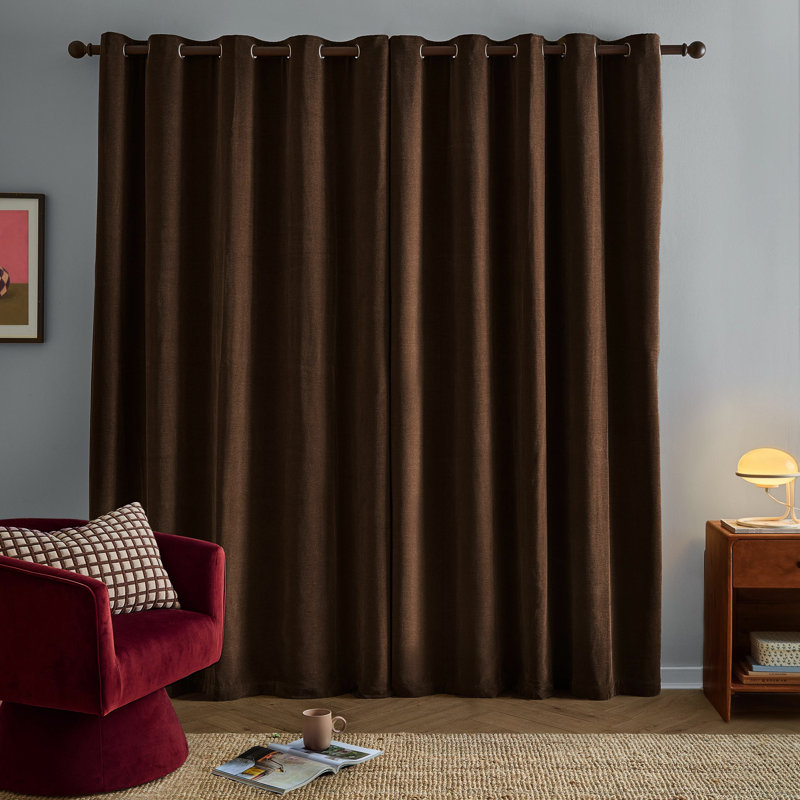 Soft Chenille Blackout Curtain Panel Pair, 117 cm Width x 137 cm Drop