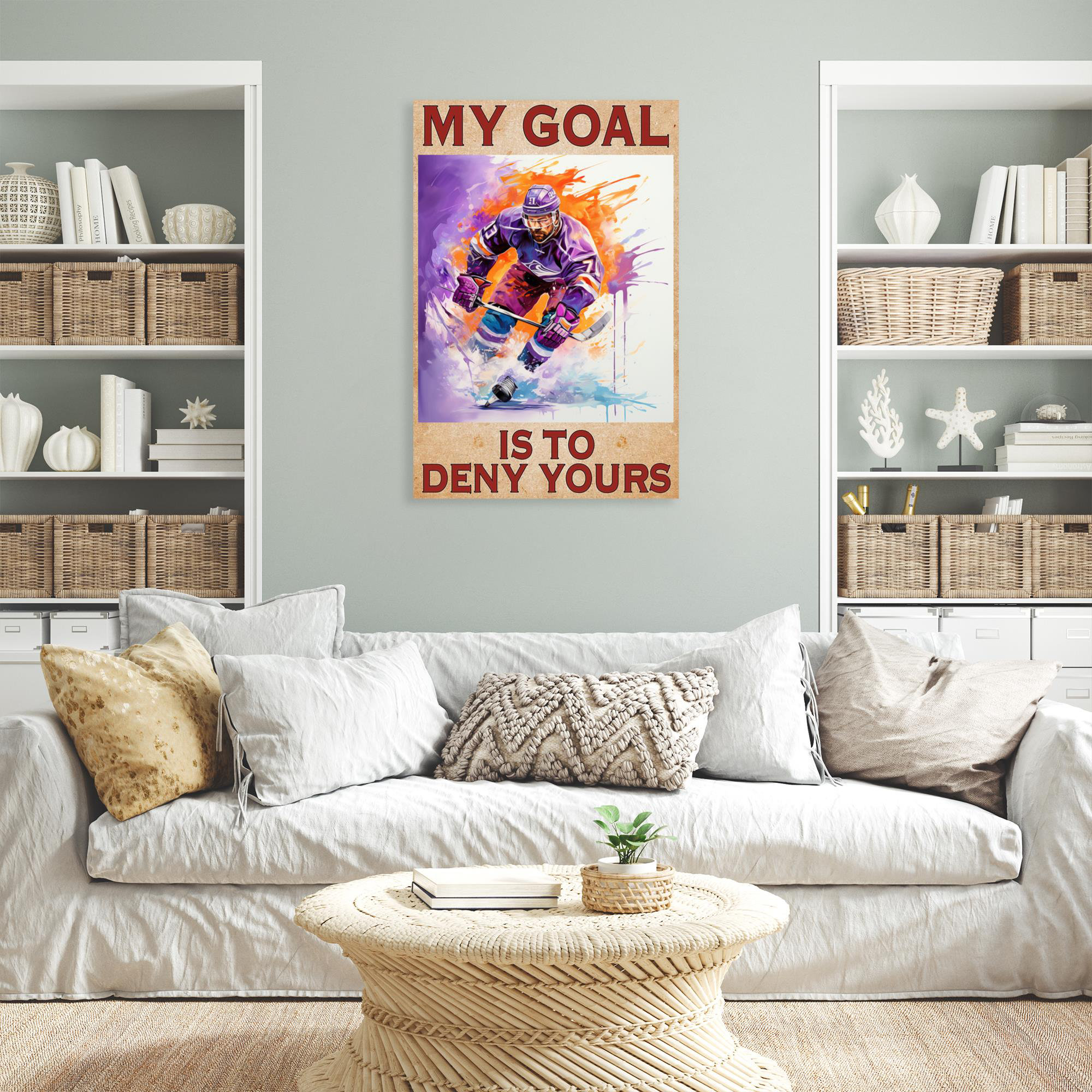 Adesivo HYKADEUS Per Giocatori Di Hockey Su Ghiaccio 'My Goal Is To Deny Yours' - Adesivo In Vinile Impermeabile 7,6 Cm Per Auto, Laptop, Borraccia
