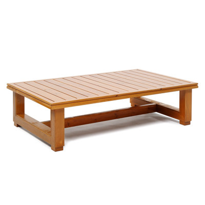 Outdoor Slatted Solid Fir Wood Coffee Table For Patio Furniture Set