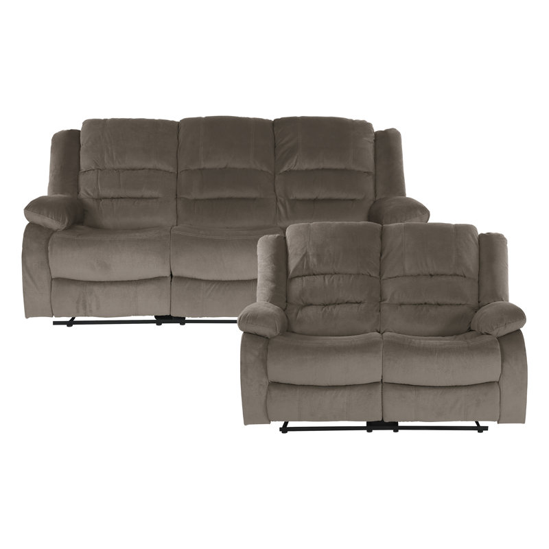 Canapé inclinable en similicuir 2 pièces, Microfibre brun clair