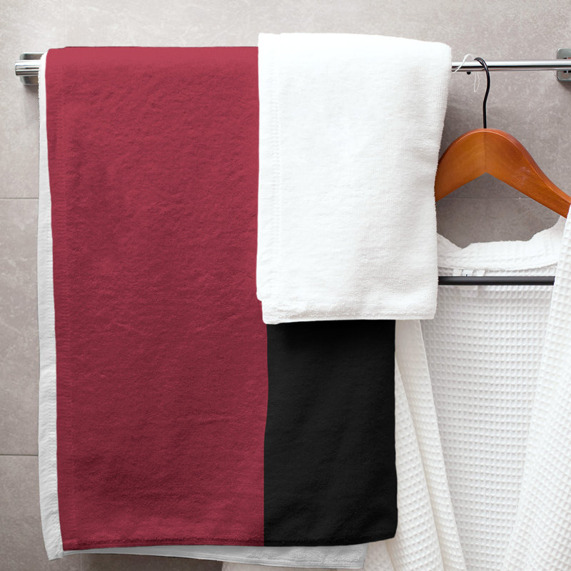 Lightweight Beach Towel, Polyester/Cotton, Sedona Red/Black/Sonoran Sand