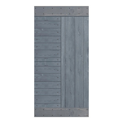 Porte de grange en bois peint à panneaux L Series sans trousse de quincaillerie d'installation