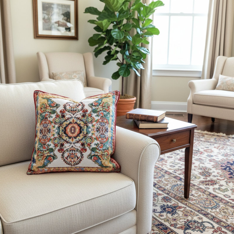 Embroidered Pillow Cover