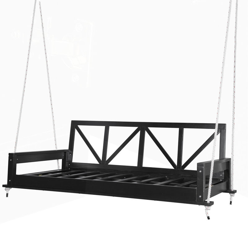 Cadre de lit suspendu en bois d'acacia pour le jardin, Noir