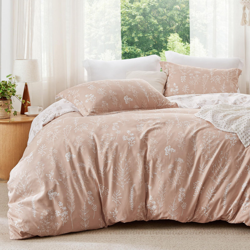 Bedsure Full Comforter Set – 3-Piece Dusty Rose Botanical Floral Bedding, Reversible Soft Comforter with 2 Pillow Shams, Perfect for Spring Refresh & Cozy Bedroom Decor