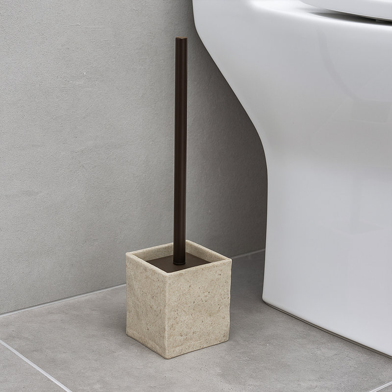 Evideco Resin Toilet Brush And Holder, Natural