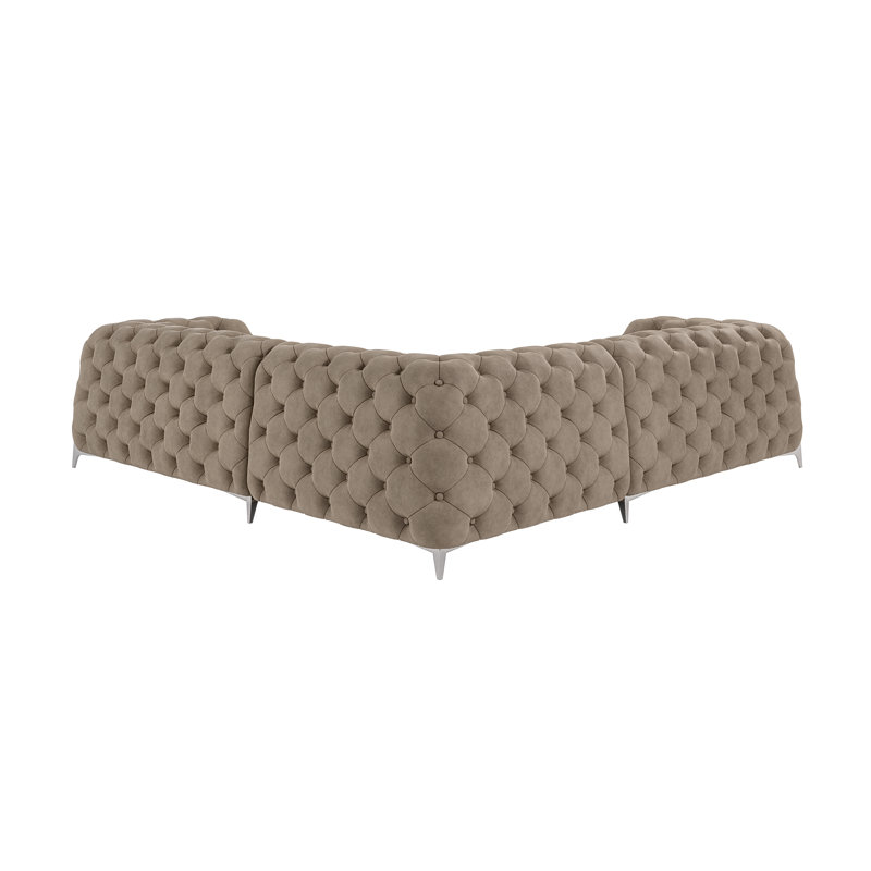Juneri Chesterfield Corner Sofa, Cream