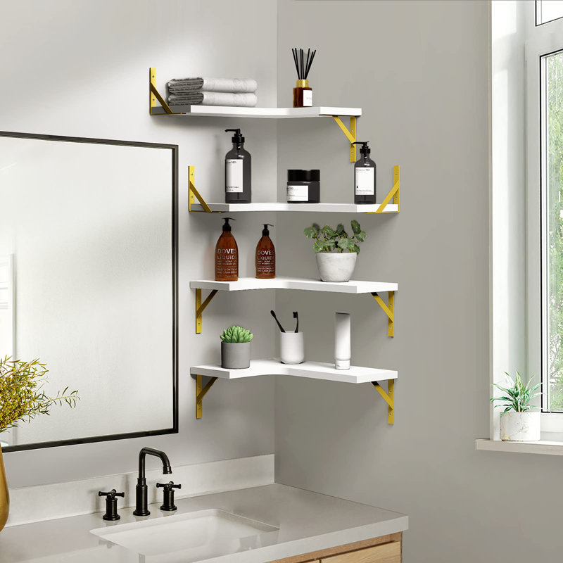 Ensemble de 4 tablettes murales en bois, Blanc