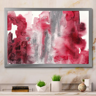 Fractal Red And Silver Liquid Art - Floater Frame Print on Canvas