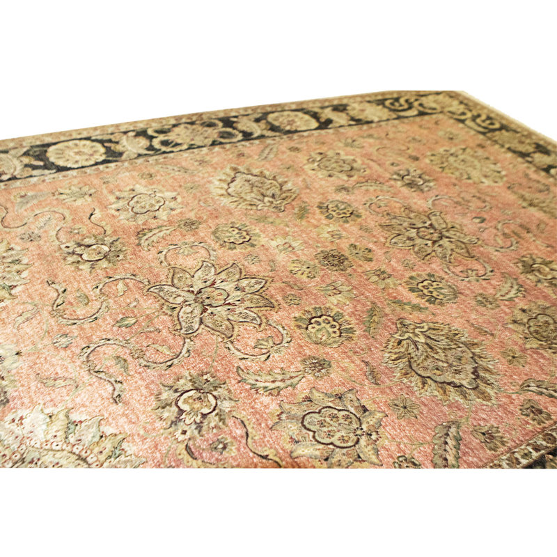 Tapis rose et noir noué à la main de haute qualité