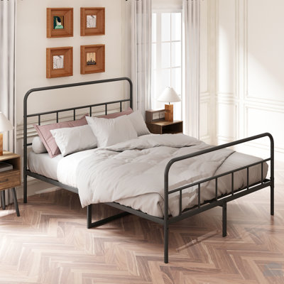 Queen Bed Frame With Headboard And Footboard, Metal Platform Bed Frame, All Metal Slats Support, Under Bed Storage, No Box Spring Needed, Easy Assembly
