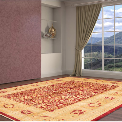 Ecarpetgallery One-of-a-kind Hand-knotted New Age Ushak Burgundy 9'10" X 14'3" Wool Area Rug In Cream,burgundy,khaki