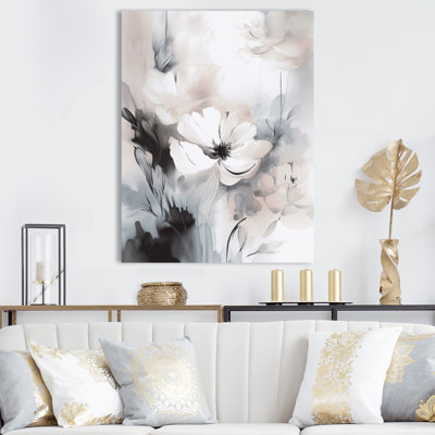 " Delicate Gray Flowers V " by Designart
