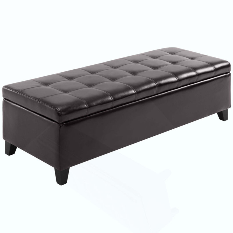 Hillcrest Faux Leather Upholstered Storage Bench, Brown
