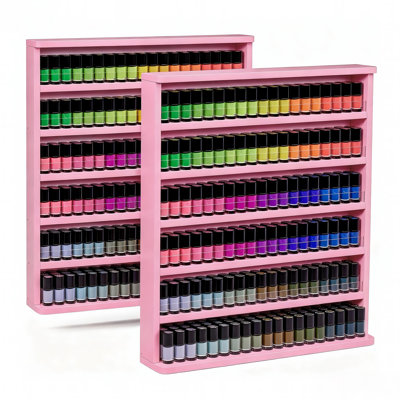 6-Tier Wall-Mounted Nail Polish Rack with Acrylic Dividers – Ideal for Organizing Nail Polishes and Small Items