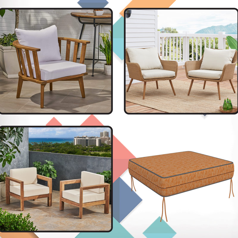 Outdoor Waterproof Square Seat Cushion Cover, Individual Box Cushion Sofa Couch Cover With Piping