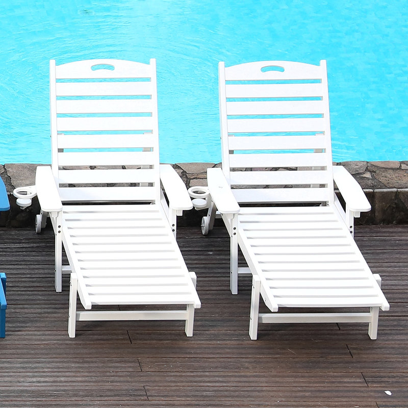 Hdpe Chaise Lounge Chair Outdoor, Pool Lounge Chairs With 4-Position Adjustable Backrest, Supports Up To 360 Lbs For Patio Poolside Deck Beach Backyard