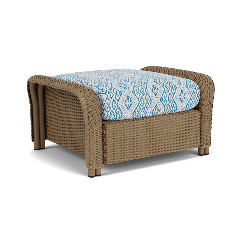 Reflections Outdoor Ottoman, White, Hickory