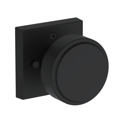 Vashon Privacy Knob with Contemporary Square Rose in Satin Nickel