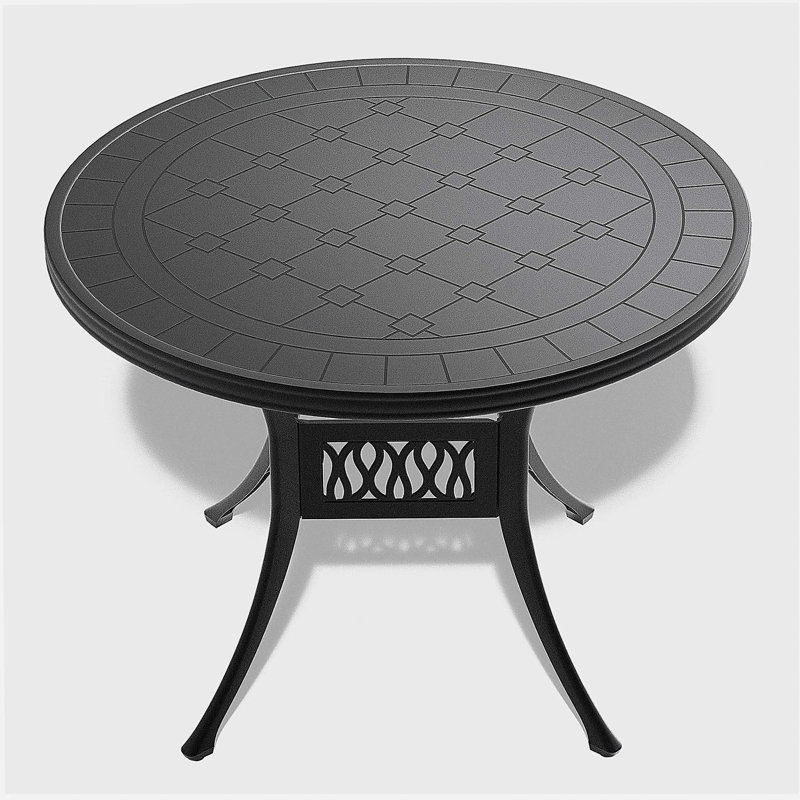 5-Piece All-Weather Cast Aluminum Dining Set, Include 4 Swivel Chairs and 39.37" Round Table With Black Frame (same sku: W1710S00438 )