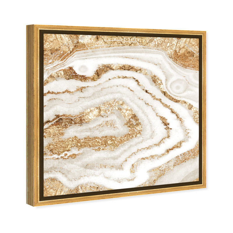 «Abstract Gold Agate Crystals» par Oliver Gal, reproduction d'art graphique sur toile tendue, H 30 po x l 30 po, Or