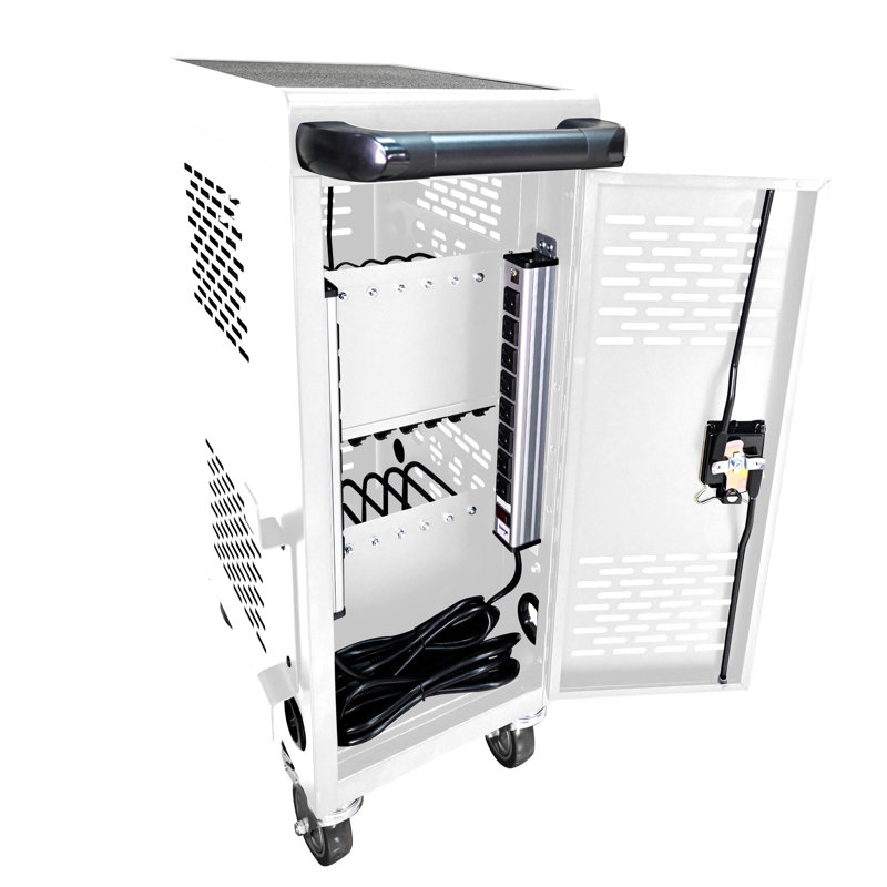 Armoire de chargement verrouillable à 16 compartiments pour ordinateur portable, Chromebook - Blanc, Blanc