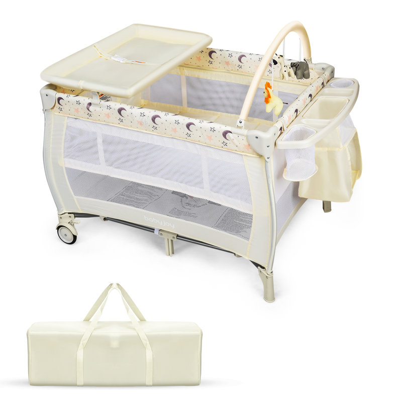 Cot Bed with Changer, Beige