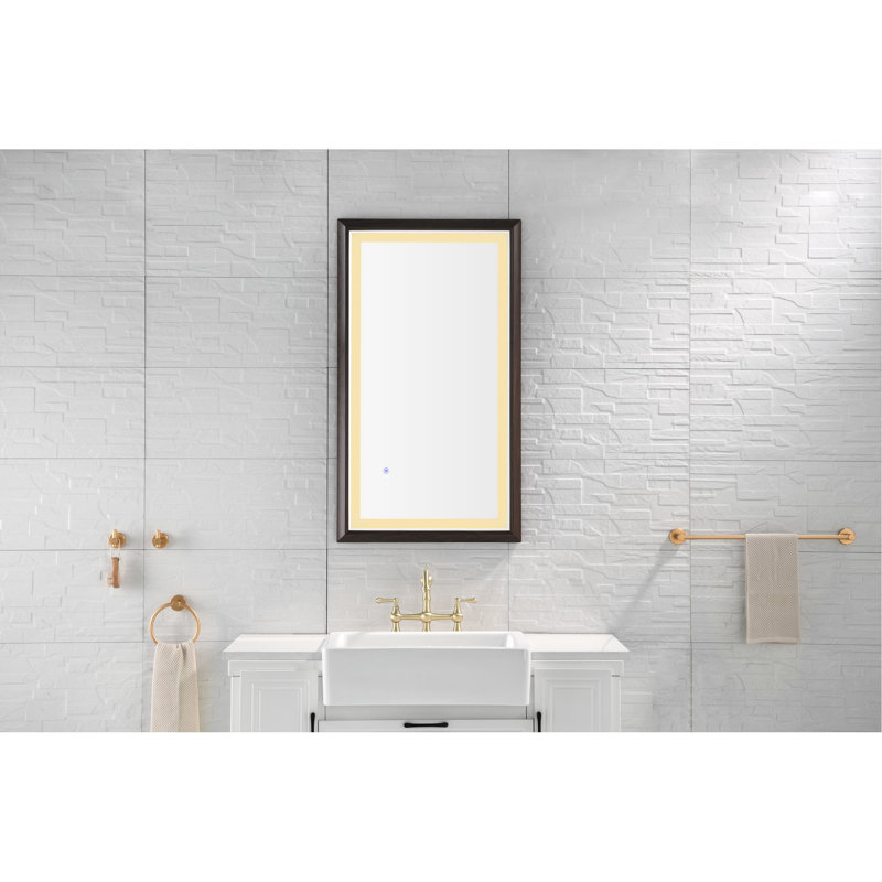 Miroir de salle de bain Smart Touch - Multifonctionnel, température de couleur variable, fonction, aluminium brun, profondeur 40,22 po, largeur 23,72 po, hauteur 1,5 po, DEL 21 lb