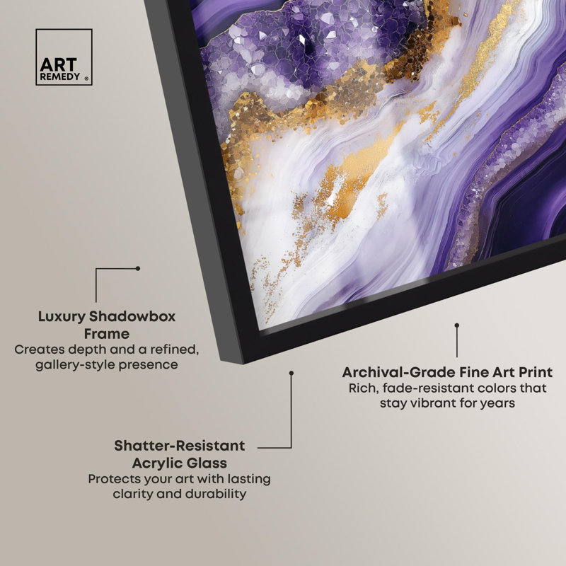 «Gemstone Labyrinth I Shadowbox Print» par Art Remedy, H 21 po x l 17 po, Noir