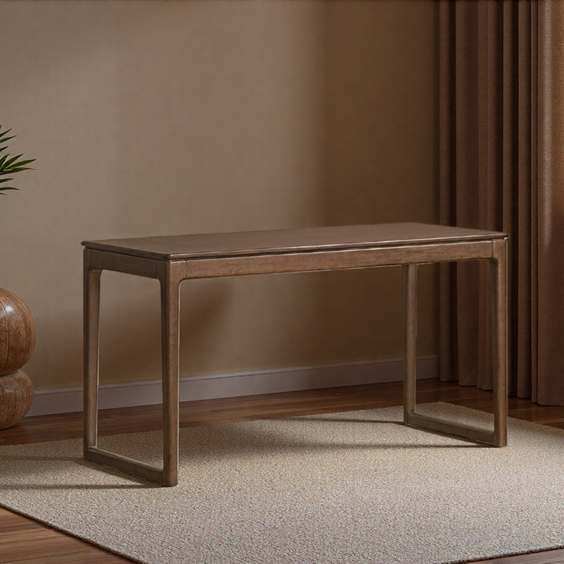 Bureau d'écriture rectangulaire simple en bois d'hévéa simple, H 29,52 po x l 55,11 po x P 23,62 po