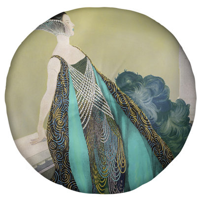 Coussin de sol rond en perles pour femmes art nouveau