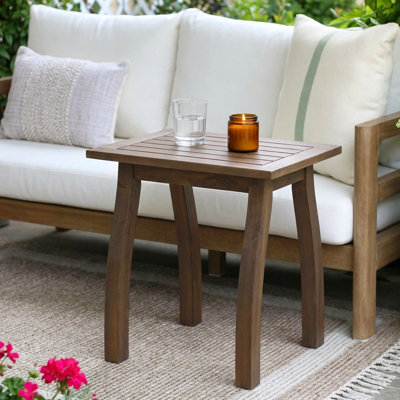 Solid and Manufactured Wood Slatted Outdoor Side Table