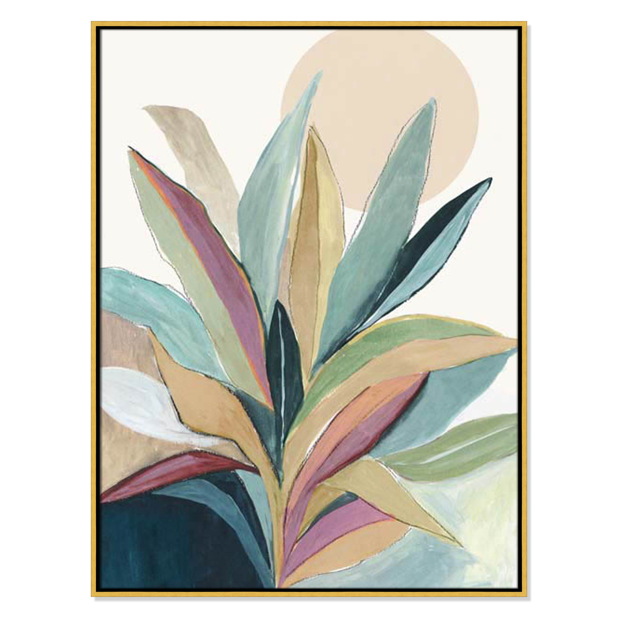 Sherbrooke Sunny Bright Leaves I by Asia Jensen Print, 41.5" H x 31.5" W x 2" D, Gold Floater Framed, No Mat