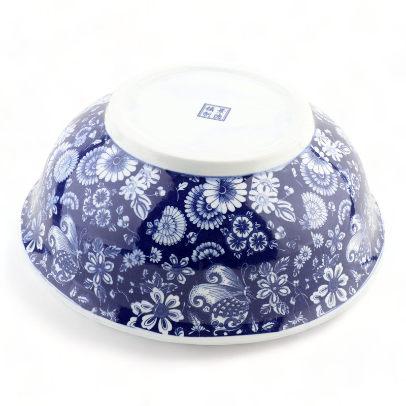 Porcelain China Decorative Bowl, 5" H x 13.5" W x 13.5" D
